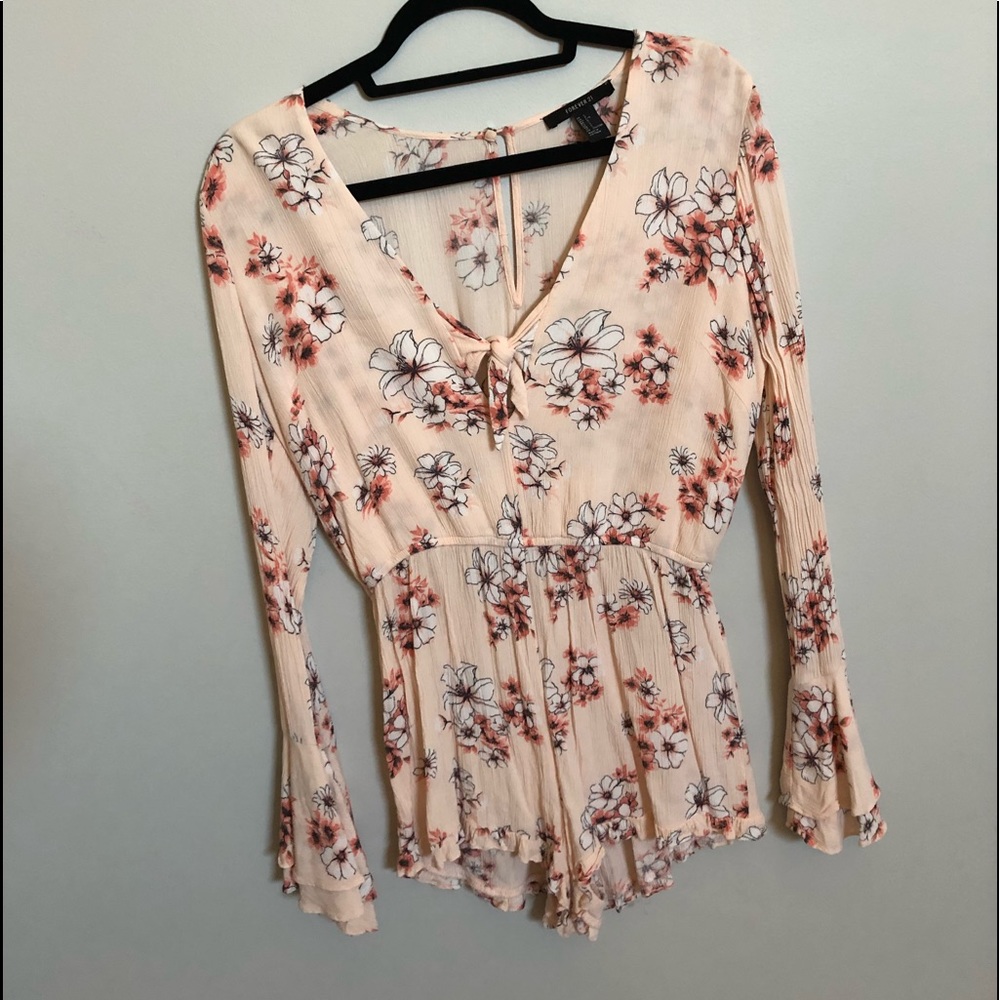 Peach floral romper